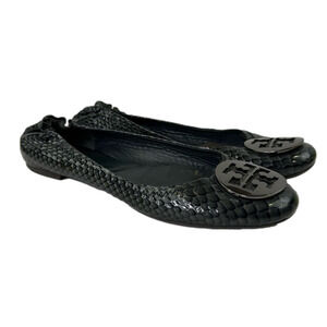 Tory Burch Reva Snake Print Gray Leather Ballet Flat